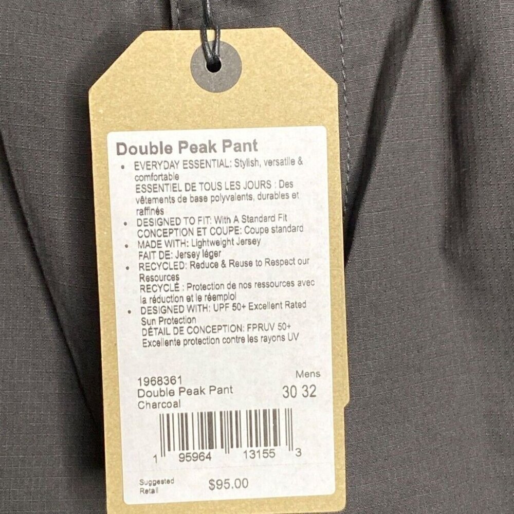 Prana Men's Double Peak Pants - Size 30/32 in Charcoal some stretch cargo pocket - Picture 4 of 8